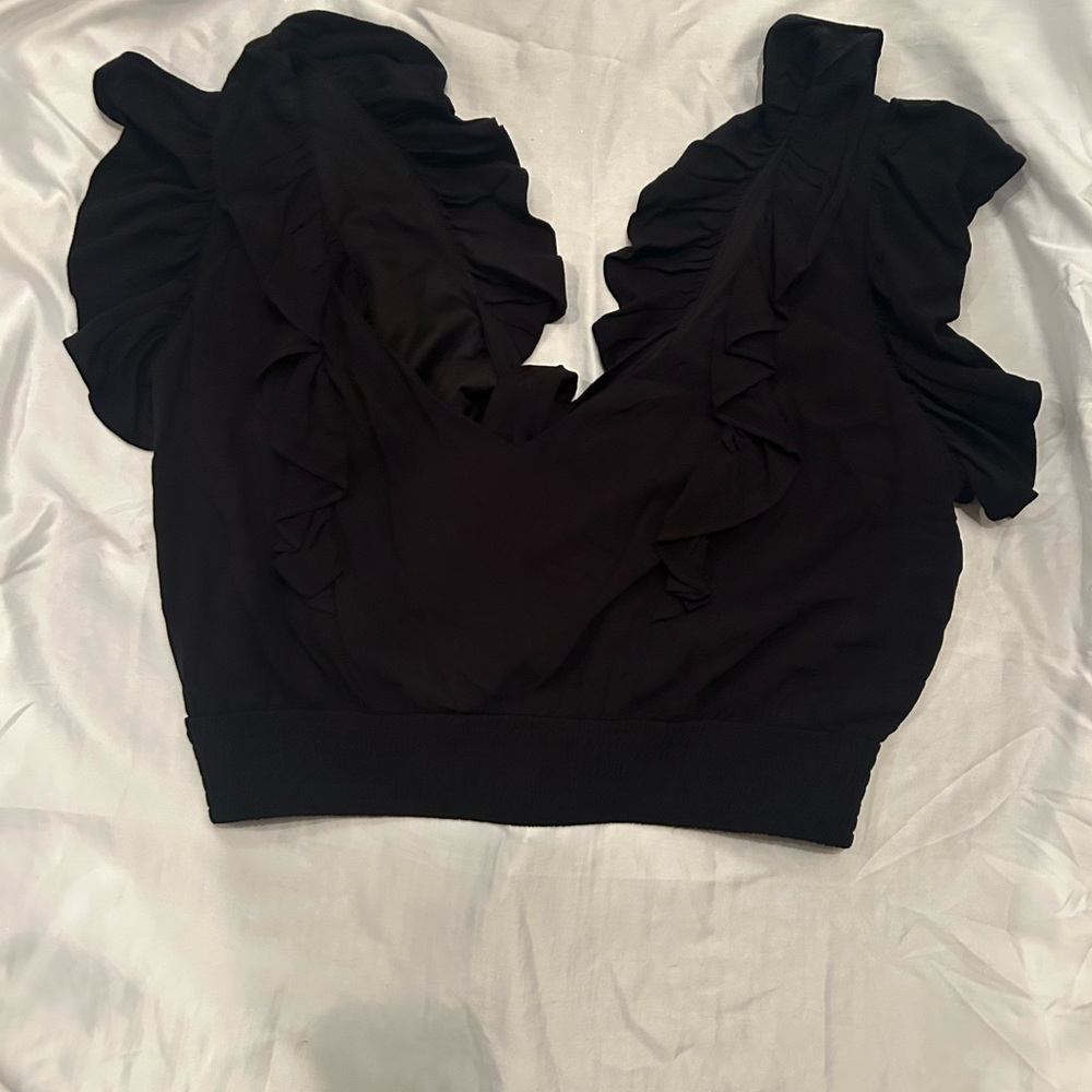 NWT!! Express Black Ruffled Blouse